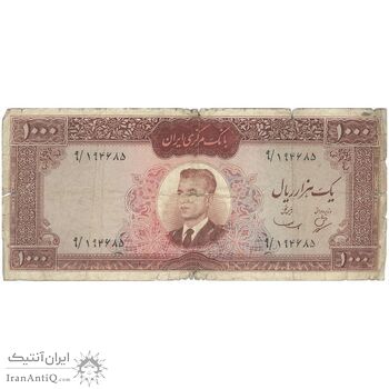 اسکناس 1000 ریال (بهنیا - سمیعی) - تک - F12 - محمد رضا شاه