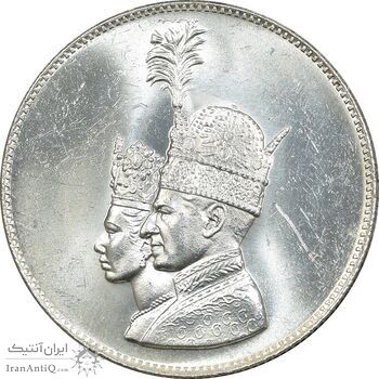 مدال یادبود نقره جشن تاجگذاری 1346 - MS63 - محمد رضا شاه