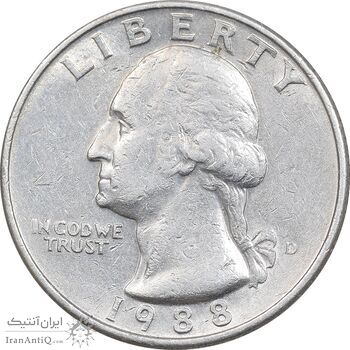 سکه کوارتر دلار 1988D واشنگتن - EF45 - آمریکا