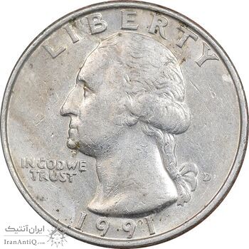 سکه کوارتر دلار 1991D واشنگتن - EF45 - آمریکا