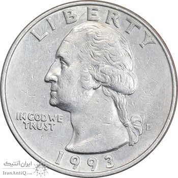 سکه کوارتر دلار 1993D واشنگتن - EF45 - آمریکا