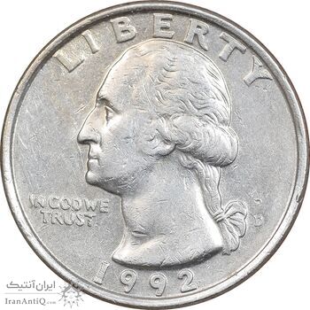 سکه کوارتر دلار 1992D واشنگتن - EF45 - آمریکا