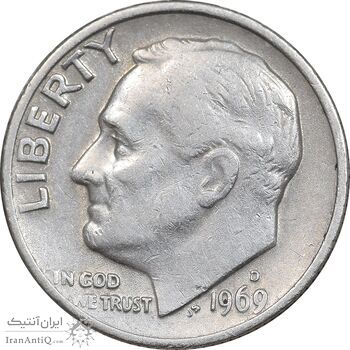 سکه 1 دایم 1969D روزولت - EF45 - آمریکا سکه 1 دایم 1969D روزولت - EF45 - آمریکا