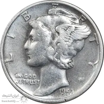 سکه 1 دایم 1941 مرکوری - EF45 - آمریکا