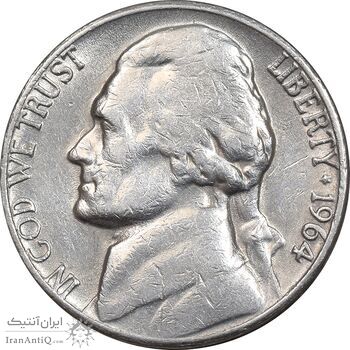 سکه نیکل 5 سنت 1964 جفرسون - EF45 - آمریکا