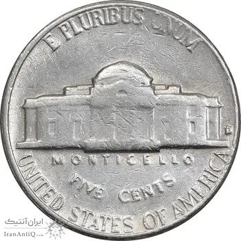 سکه نیکل 5 سنت 1964 جفرسون - EF45 - آمریکا