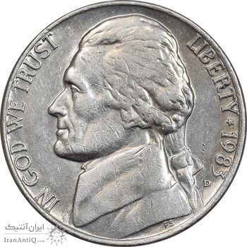 سکه 5 سنت 1983D جفرسون - EF45 - آمریکا