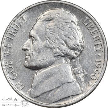 سکه 5 سنت 1990D جفرسون - EF45 - آمریکا