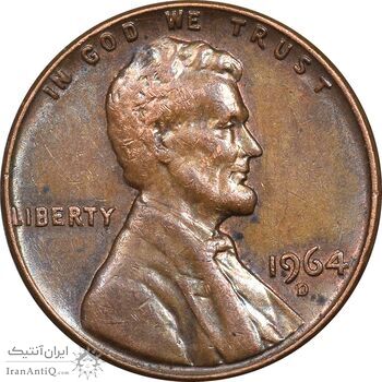 سکه 1 سنت 1964D لینکلن - EF45 - آمریکا