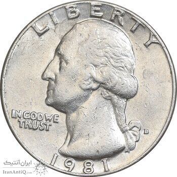 سکه کوارتر دلار 1981D واشنگتن - AU55 - آمریکا