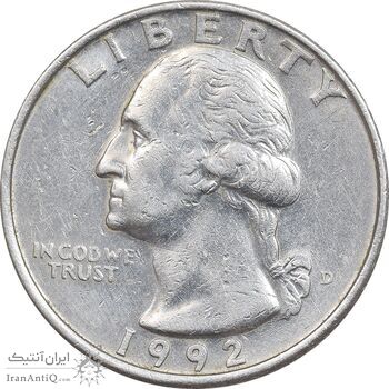 سکه کوارتر دلار 1992D واشنگتن - AU55 - آمریکا