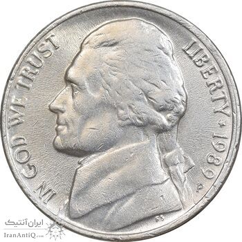 سکه 5 سنت 1989P جفرسون - AU55 - آمریکا