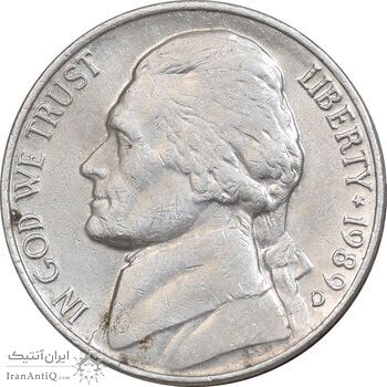 سکه 5 سنت 1989D جفرسون - AU50 - آمریکا