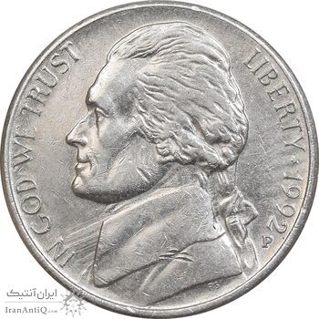 سکه 5 سنت 1992P جفرسون - AU50 - آمریکا