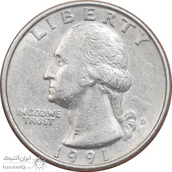 سکه کوارتر دلار 1991D واشنگتن - AU50 - آمریکا