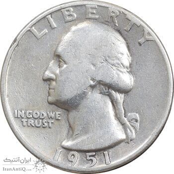 سکه کوارتر دلار 1951D واشنگتن - VF30 - آمریکا سکه کوارتر دلار 1951D واشنگتن - VF30 - آمریکا