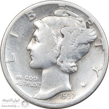 سکه 1 دایم 1937 مرکوری - VF35 - آمریکا