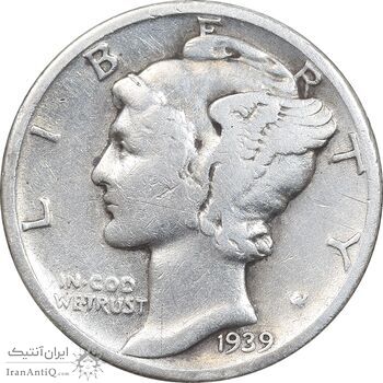 سکه 1 دایم 1939 مرکوری - VF35 - آمریکا