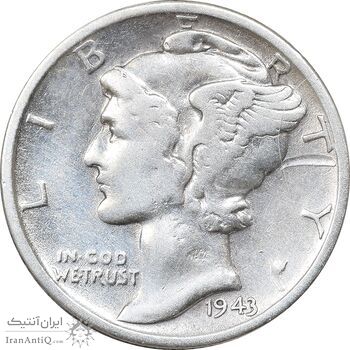 سکه 1 دایم 1943S مرکوری - VF35 - آمریکا