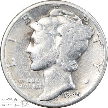 سکه 1 دایم 1945 مرکوری - VF35 - آمریکا