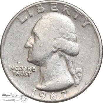 سکه کوارتر دلار 1967 واشنگتن - VF35 - آمریکا سکه کوارتر دلار 1967 واشنگتن - VF35 - آمریکا