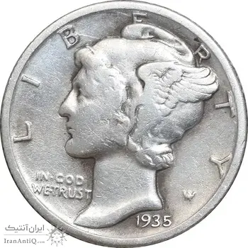 سکه 1 دایم 1935 مرکوری - EF40 - آمریکا