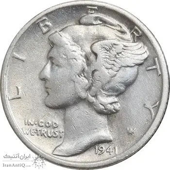 سکه 1 دایم 1941 مرکوری - EF40 - آمریکا