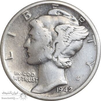 سکه 1 دایم 1942 مرکوری - EF40 - آمریکا
