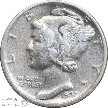 سکه 1 دایم 1942 مرکوری - EF40 - آمریکا