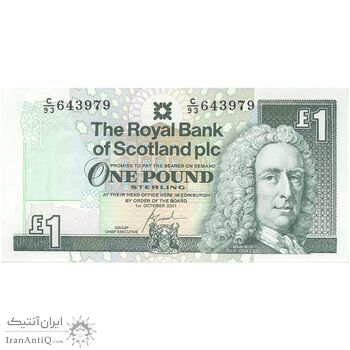 اسکناس 1 پوند 2001 الیزابت دوم - تک - UNC64 - انگلستان (اسکاتلند)