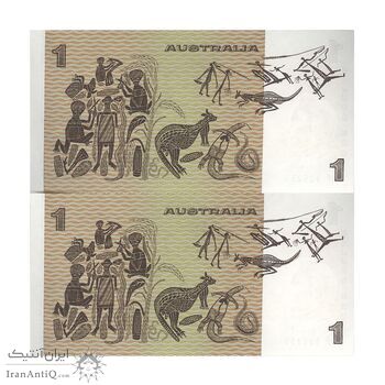 اسکناس 1 دلار بدون تاریخ (1974-1984) الیزابت دوم - جفت - UNC64 - استرالیا