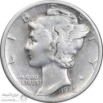 سکه 1 دایم 1943 مرکوری - EF40 - آمریکا