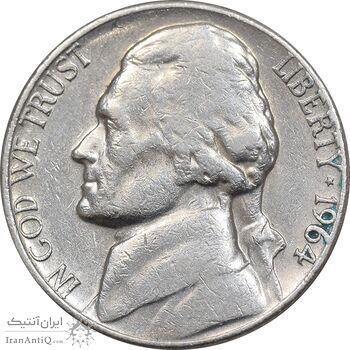 سکه 5 سنت 1964D جفرسون - EF40 - آمریکا