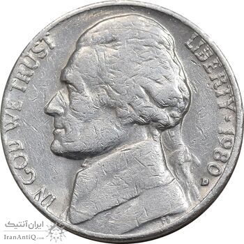 سکه 5 سنت 1980D جفرسون - EF40 - آمریکا