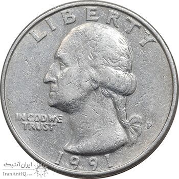 سکه کوارتر دلار 1991P واشنگتن - EF40 - آمریکا