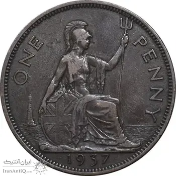 سکه 1 پنی 1937 جرج ششم - EF40 - انگلستان