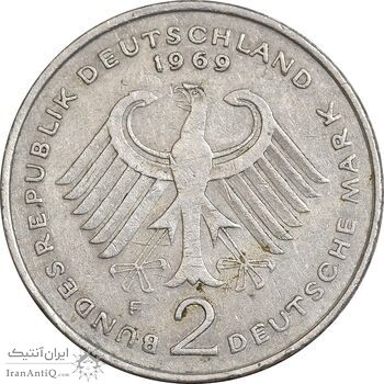 سکه 2 مارک 1969F جمهوری فدرال - EF45 - آلمان