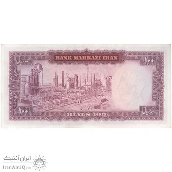 اسکناس 100 ریال (آموزگار - سمیعی) نوشته قرمز - تک - UNC61 - محمد رضا شاه