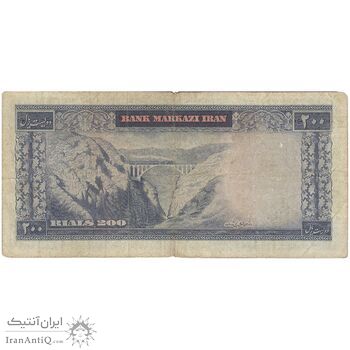 اسکناس 200 ریال (آموزگار - سمیعی) نوشته قرمز - تک - F15 - محمد رضا شاه