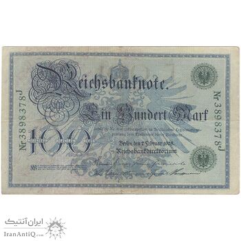 اسکناس 100 مارک 1908 ویلیام دوم - تک - VF - آلمان