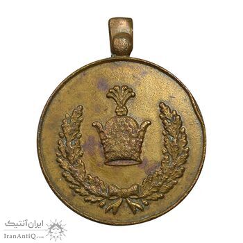 مدال برنز خدمت - دو رو تاج - ضرب ایران - EF - رضا شاه