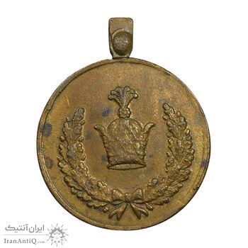 مدال برنز خدمت - دو رو تاج - ضرب ایران - EF - رضا شاه