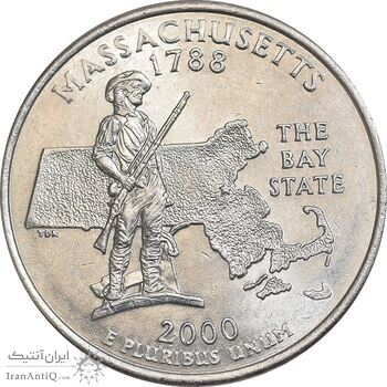سکه کوارتر دلار 2000D ایالتی - ماساچوست - MS62 - آمریکا