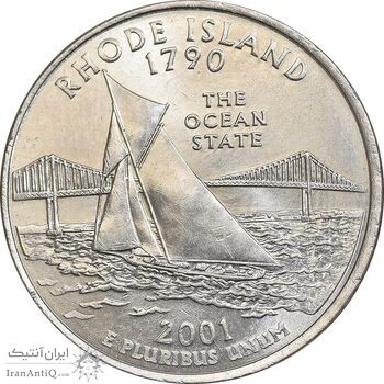سکه کوارتر دلار 2001D ایالتی - رود آیلند - MS63 - آمریکا