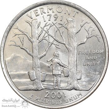 سکه کوارتر دلار 2001D ایالتی - ورمونت - MS63 - آمریکا
