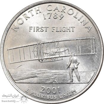 سکه کوارتر دلار 2001D ایالتی - کارولینای شمالی - MS63 - آمریکا