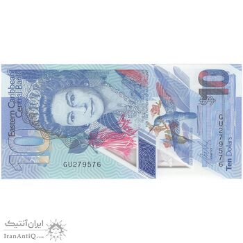 اسکناس 10 دلار بدون تاریخ (2019) الیزابت دوم - تک - UNC65 - حوزه کارائیب شرقی