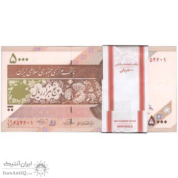 بسته اسکناس 5000 ریال امام (حسینی - بهمنی) کاسه بشقاب - شماره دوقلو - UNC - جمهوری اسلامی