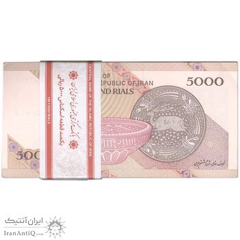 بسته اسکناس 5000 ریال امام (حسینی - بهمنی) کاسه بشقاب - شماره دوقلو - UNC - جمهوری اسلامی