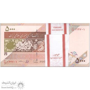 بسته اسکناس 5000 ریال امام (طیب نیا - سیف) - UNC - جمهوری اسلامی